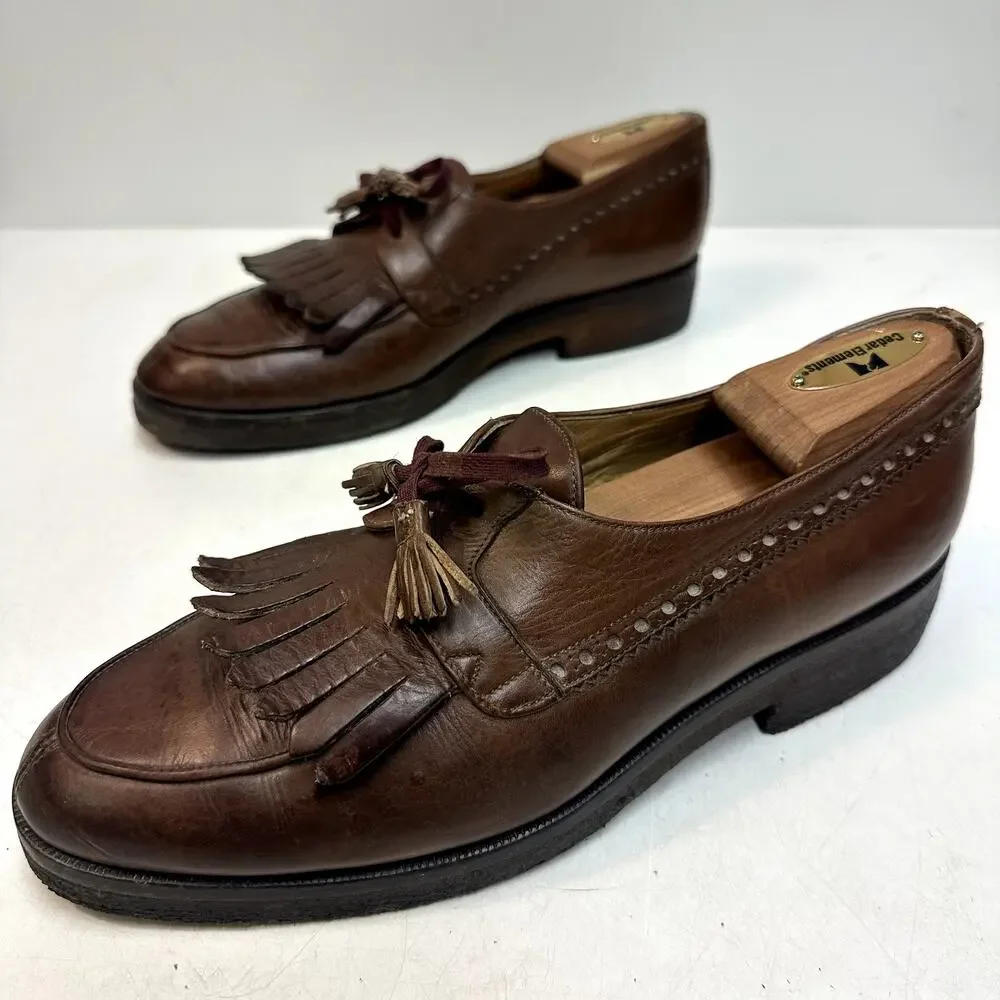 VGUC Ralph Lauren Purple Label Ghillie Brogue Split Toe Loafer Made in italy 8 D